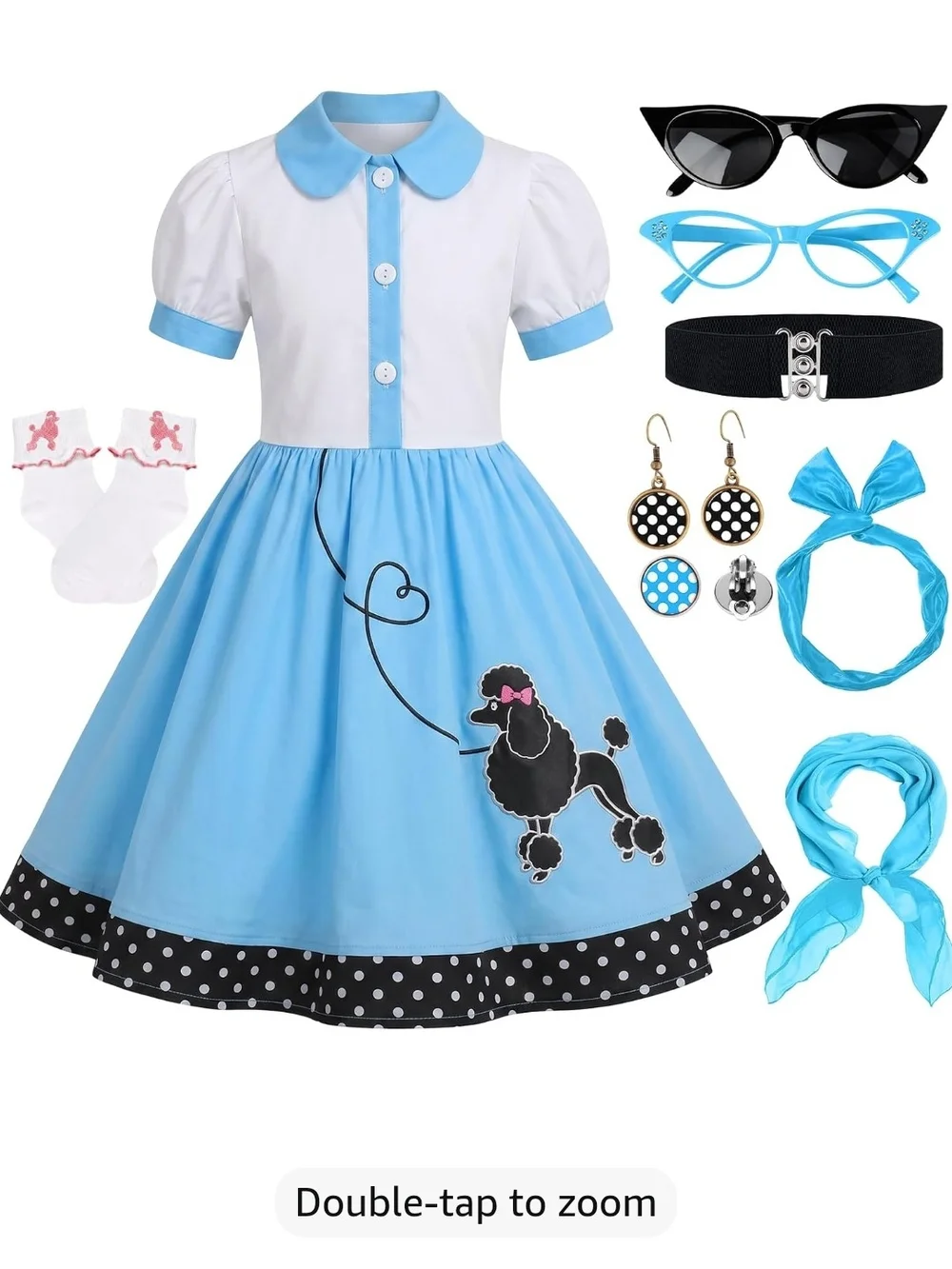 Blue Poodle Swing Dress Costume for Kids - Classic 50s Style